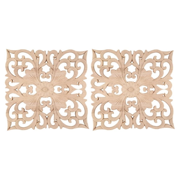 2X Wooden Decal Supply European-Style Applique Real Wood Carving Accessories and Retail.Woodcarving 20X20X2cm