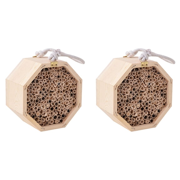 2X Wooden Insect Bee Bug House Natural Eco-Friendly Wood Insect Hotel Garden Nest Easy Installation Beautiful Easy Care
