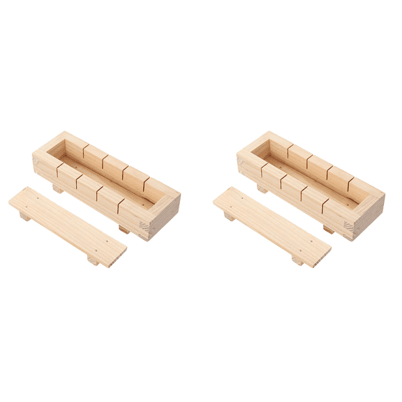 2X Wooden Sushi Maker Rice Mold Making Kit Set for Kitchen Accessories Cooking Tool