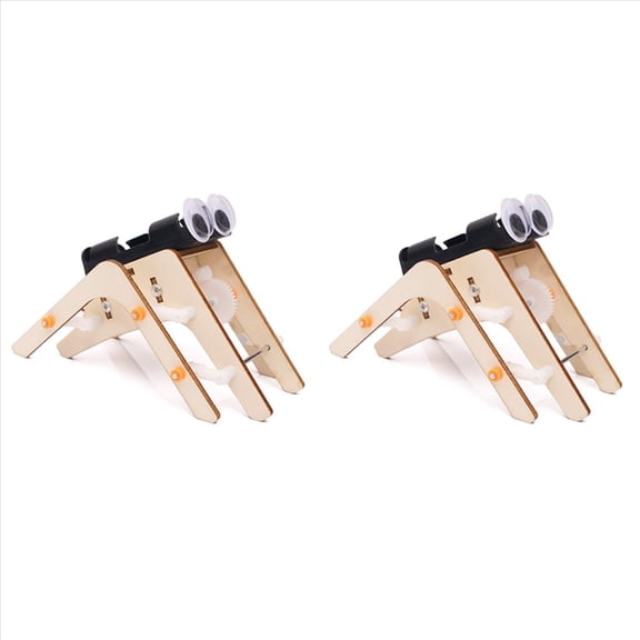 2X Wooden Walking Spider Robot Spider Robot DIY Assemble Model Science Technology Experiment Kit,2 x DIY Walking Spider Robot kit,Wood Color