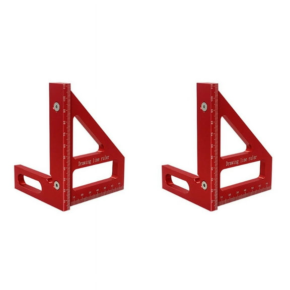 2X Woodworking Square Protractor Aluminum Alloy Miter Triangle Ruler Layout Measuring Tool for Carpenter -Red
