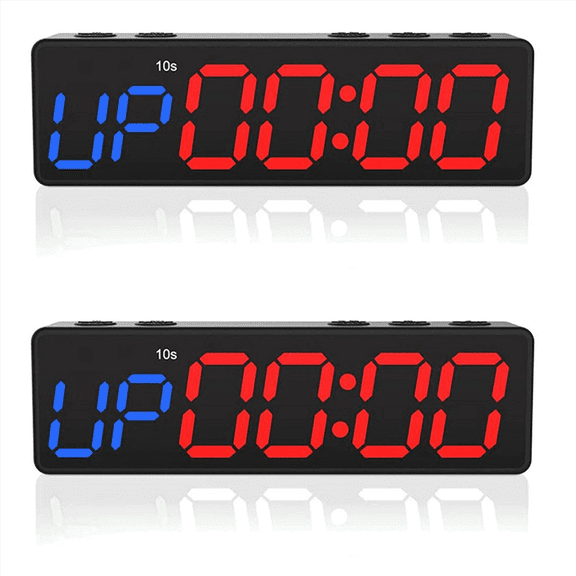 2X Workout Clock with Battery, Portable Mini Gym Timer Built-in Magnet for Home Gym,Programmable Countdown/Up