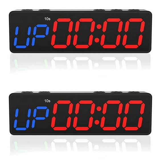 2X Workout Clock with Battery, Portable Mini Gym Timer with Built-in Magnet for Home Gym,Programmable Countdown/Up Timer