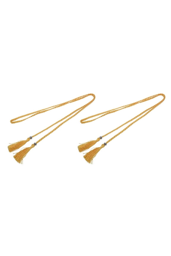 2X Woven Tassel Belt Knot Decorated Waist Chain Waist Rope Gold