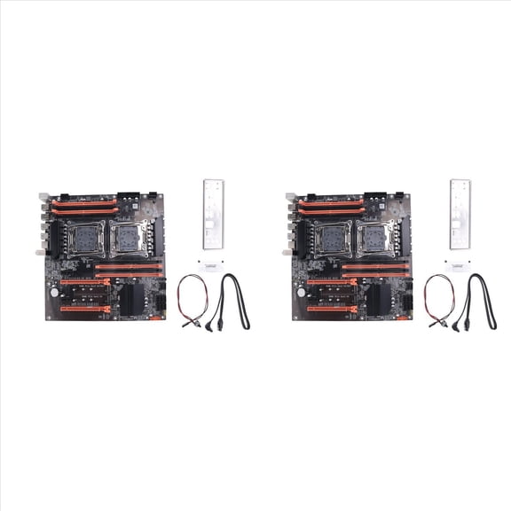 2X X99 Dual CPU Motherboard+SATA Cable+Switch Cable+Baffle+Thermal Grease LGA 2011 DDR4 Support 2011-V3 CPU Motherboard,Black