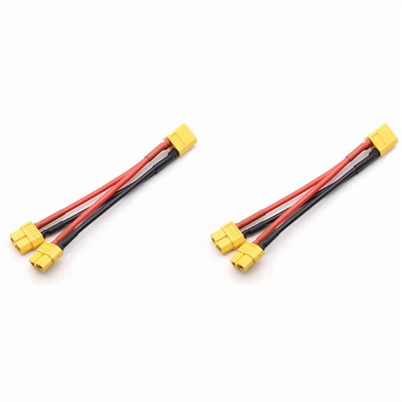 2X Parallel Battery Connector 1 Male to 2 Female Cable Dual Extension Y Splitter 14AWG Silicone Wire for RC Battery,2 x Parallel Battery Connector