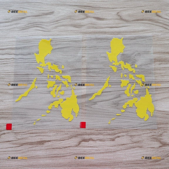 2X Yellow 6" Philippines map Outline Decal Sticker Car Vinyl Filipino Pilipinas Filipine