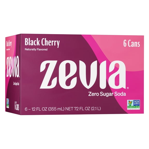 Pack of 2 - Zevia All Natural Soda, Black Cherry Zero, 12 Fl Oz (Pack Of 6) Packaging May Vary