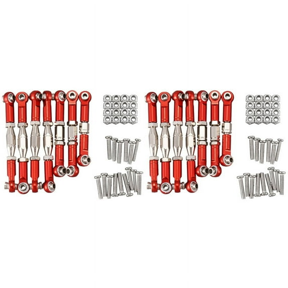 2X for 144001 1/14 RC Car Spare Parts Metal Linkage Pull Rod Steering Tie Rod Set,Red