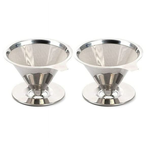 2X pour Over Coffee Dripper Reusable Drip Cone Filter Portable Maker Home Office Camping