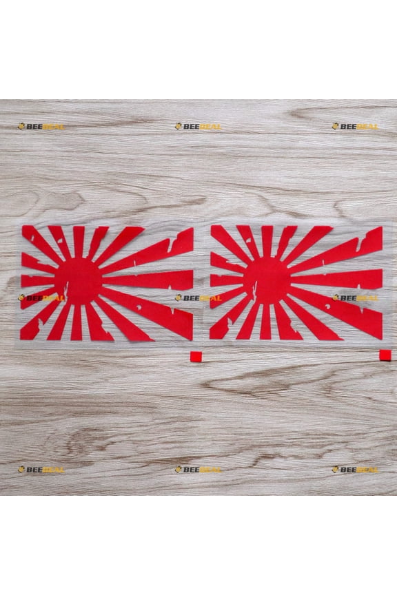 2X red 6" Japanese Rising Sun Flag Decal Sticker Car Vinyl Distressed Japan Naval Ensign