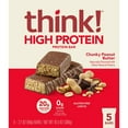thumbnail image 1 of 2X - think! High Protein Chunky Peanut Butter Bars - 5ct, 1 of 5