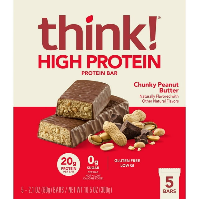 2X - think! High Protein Chunky Peanut Butter Bars - 5ct