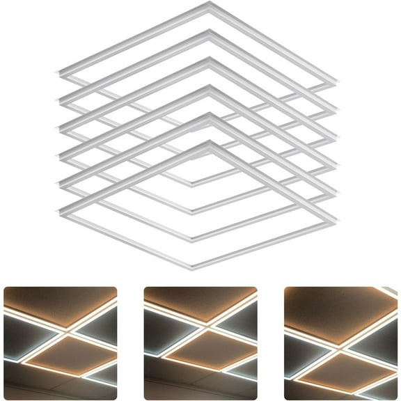2X2 FT Edge-Lit Frame LED Panel Lights,5CCT Selectable 3000K-6500K, 2600/3900/5200LM,20W/30W/40W Switch, Grid Drop Ceiling Lights,0-10V Dimmable, Damp Rated,100-277V,ETL Listed (2X2 Edge - 6 PACK)