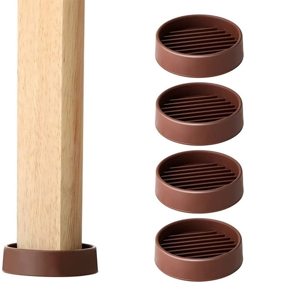 NOGIS 2” Round Furniture Caster Cups, 4 Pack Non Slip Rubber Caster Cups, Anti-Slip Gripper, Anti Skid Furniture Feet - Anti Slide Floor Protector for Bed Couch Table Chair Stoppers Brown