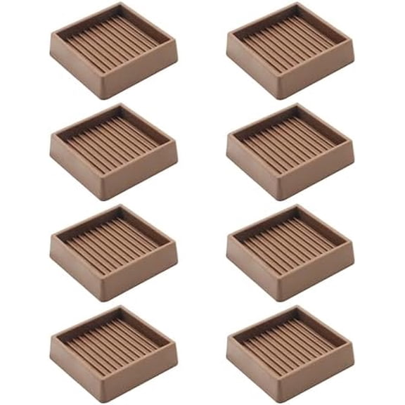 2X2 Rubber Caster Cups, Non Slip Furniture Pads, Anti-Slip Gripper, Anti Skid Furniture Feet, Anti Slide Floor Protector for Bed Couch Table Chair Stoppers - 8 Pack, Brown