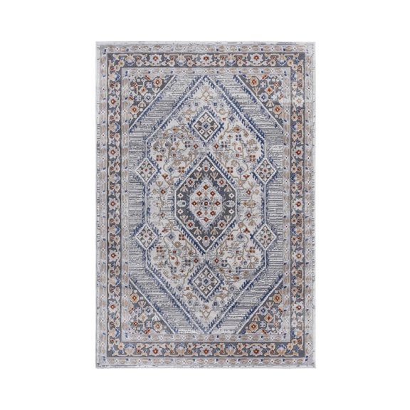 2X3 Blue/Cream Area Rug, Stain-Resistant & Non-Shedding, for Living Room, Bedroom, Dining, Home Office