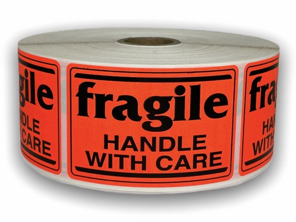 2X3-Inch Fragile Handle With Care Labels Red Shipping Adhesive Stickers ...