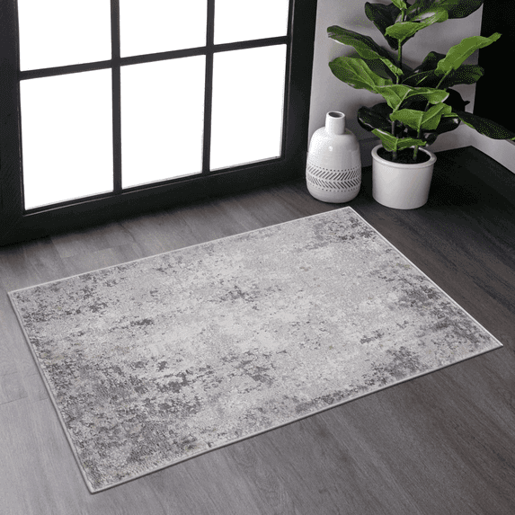 2X3 Ivory/Sand Abstract Area Rug, Stain-Resistant & Non-Shedding, for Living Room, Bedroom, Dining, Home Office
