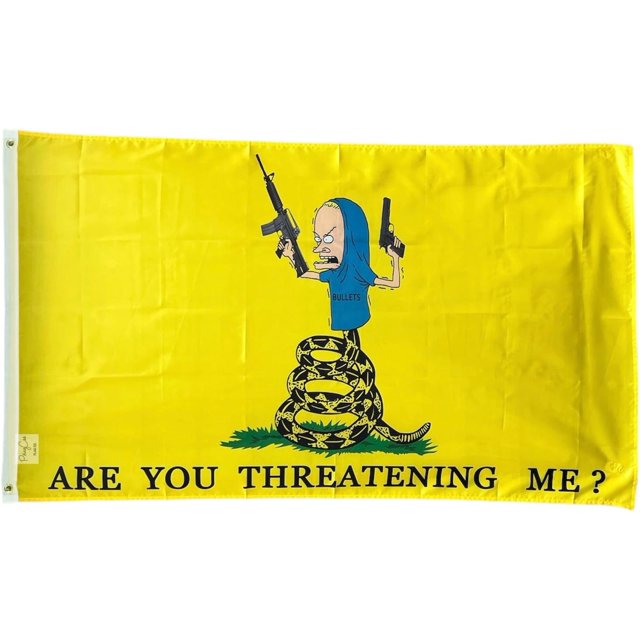 2X3 ft Flag Beavis Cornholio Meme Are You Threatening Gadsden Tread