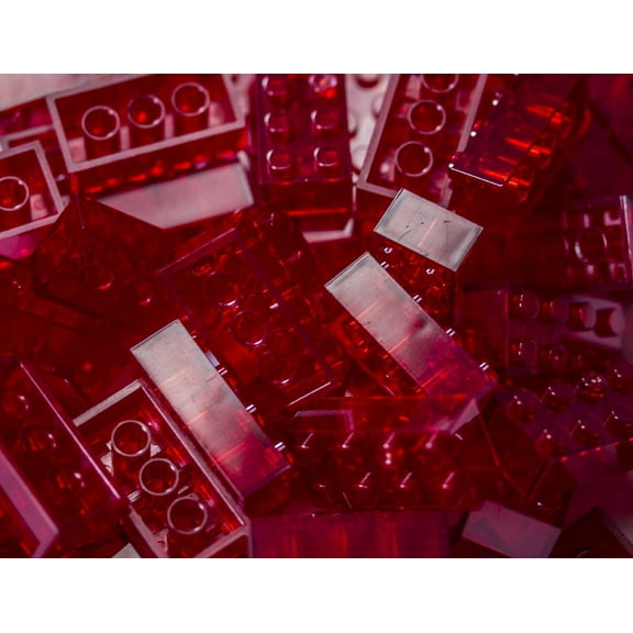 2X4 Bricks Translucent Red 100 Pack