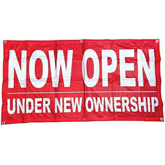2X4 Ft Now Open Under New Ownership Banner Vinyl Alternative Sign Rb, Fabric