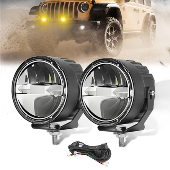 2X4" Round LED Fog Lights Driving Lamp For Jeep Wrangler JK TJ LJ CJ Bumper+Wire