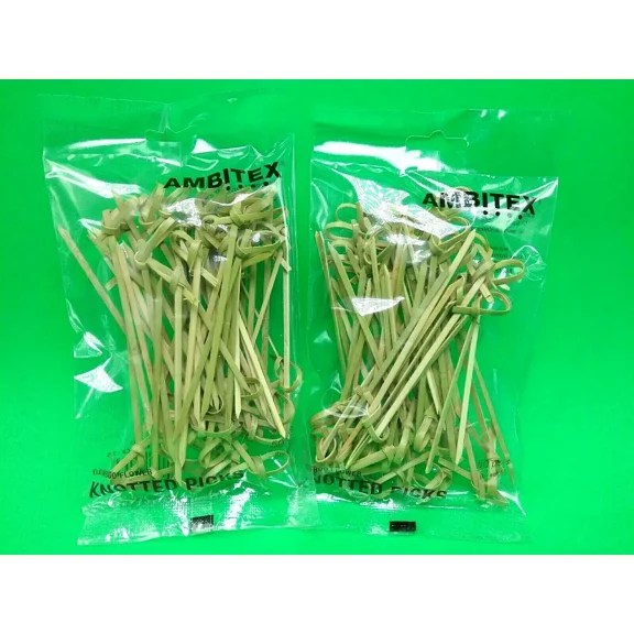 2X50 Ct Ambitex Bamboo Flower Knotted Picks 3,5" Party Wedding