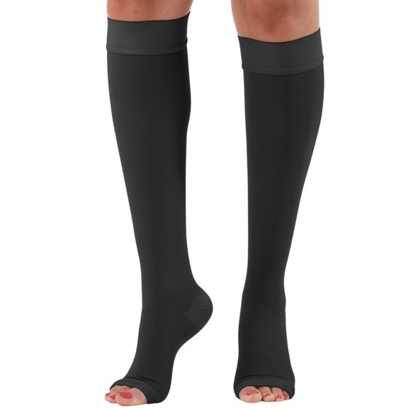 2XL Compression Socks for Women and Men with Wide Calf 20-30mmHg - Black, 2XL