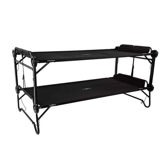 Disc-O-Bed 2XL Outdoor Convertible 2 Person Portable Camping Cot Bunk System, Black