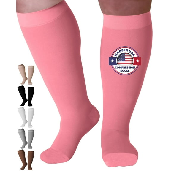 Mojo Unisex Compression Socks for Varicose Veins 20-30 mmHg Pink, 2X-Large