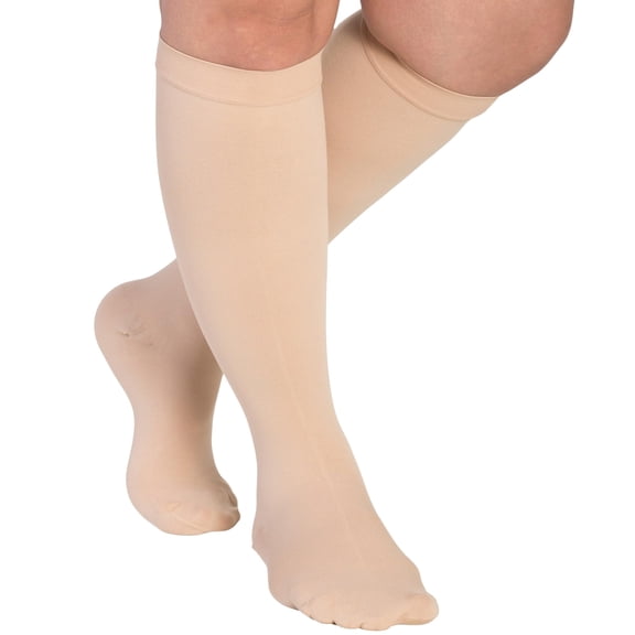 Plus Size Mojo Women and Men Compression Knee High 20-30mmHg Beige 2X-Large