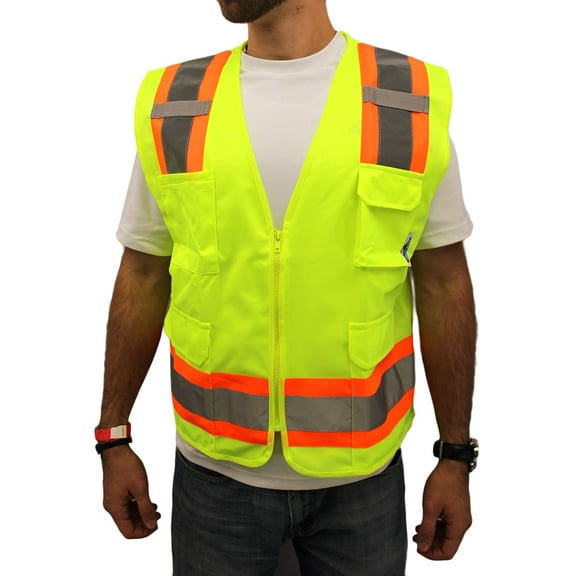 2XL Surveyor Lime Two Tones Safety Vest, ANSI/ ISEA 107-2015