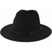 2XL/XL/L Felt Fedora Hats,M/S/XS Wide Brim Dress Hat,Plus Size Warm Panama Hat,Large Brim Jazz Hat for Women Men