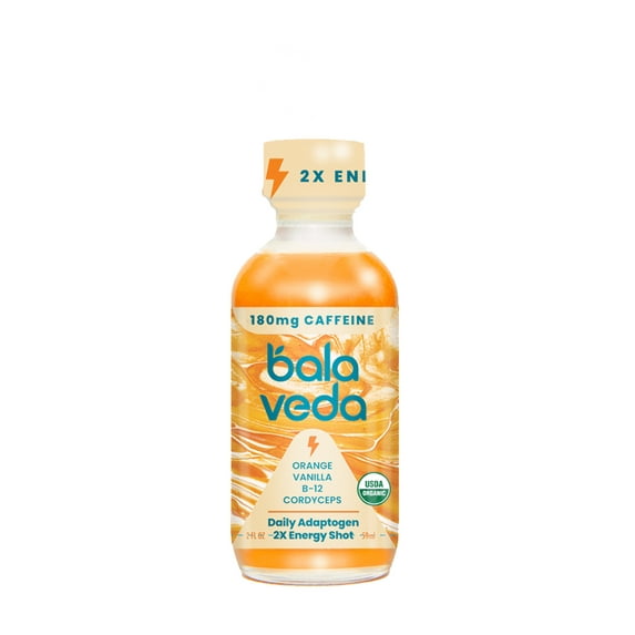 2XX Energy Shot - 100% Organic Orange + Vanilla + Cordyceps Adaptogens