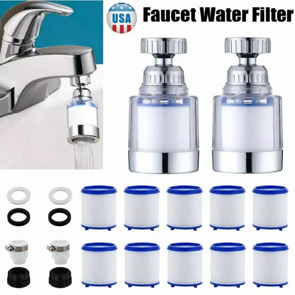 2Xfaucet Water Filter Tap Filtration Kitchen Bathroom Sink Mount Purifier System