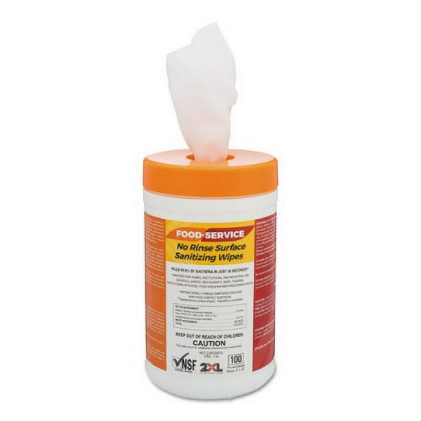 Food Service No Rinse Surface Sanitizing Wipes, 1-Ply, 6 x 8, White, 100/Roll, 6 Rolls/Carton Food Service No Rinse Surface Sanitizing Wipes, 1-Ply, 6 x 8, White, 100/Roll, 6 Rolls/Carton