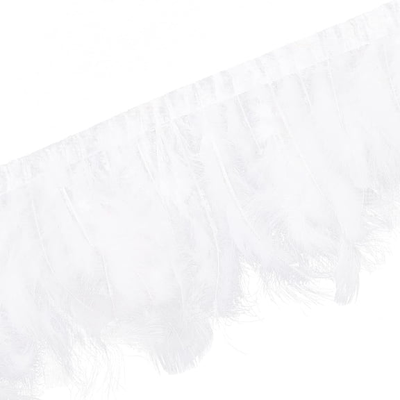 2Yard/2m Turkey Fluffy Feather Fringe Trim (White) Artificial Marabou Hackle Feather Fringe Trimming for Wedding Dress Sewing Accessory