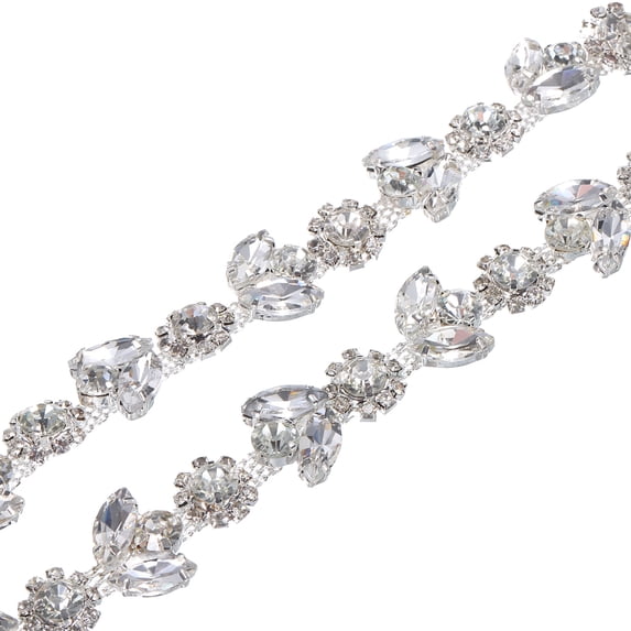 2Yard Crystal Rhinestone Trim,Rhinestone Applique Chain Trim for DIY Decoration,Bridal Decorations,Sewing,Crafts