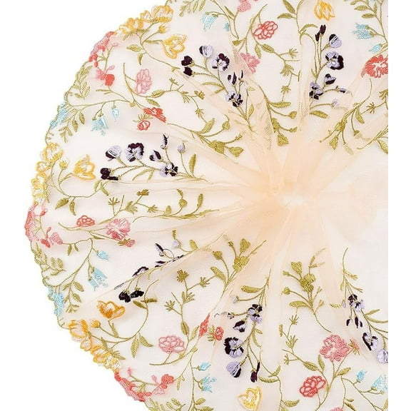 2Yards Embroidered Tulle Lace Trim Floral Embroidery Garment Accessories Colourful Mesh Fabrics