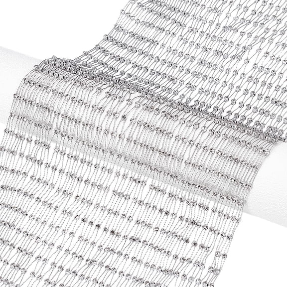 2Yards Polyester Rhinestones Mesh Fabric for Garment Accessory Gray 150-170mm