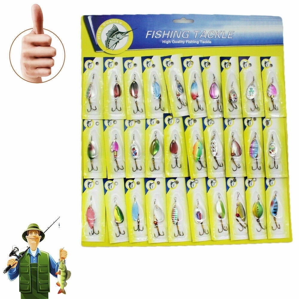 2Z 30PCS Fishing Lures Metal Spinner Baits Bass Tackle Crankbait Trout Spoon Trout