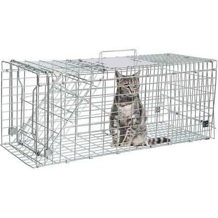 2Z Live Animal Trap 24"x8"x7" Humane Cat Trap Cage for Stray Cats Raccoon Chipmunks Opossum Squirrel Chicken Mole Gopher Rabbits Skunk (1 Pack)