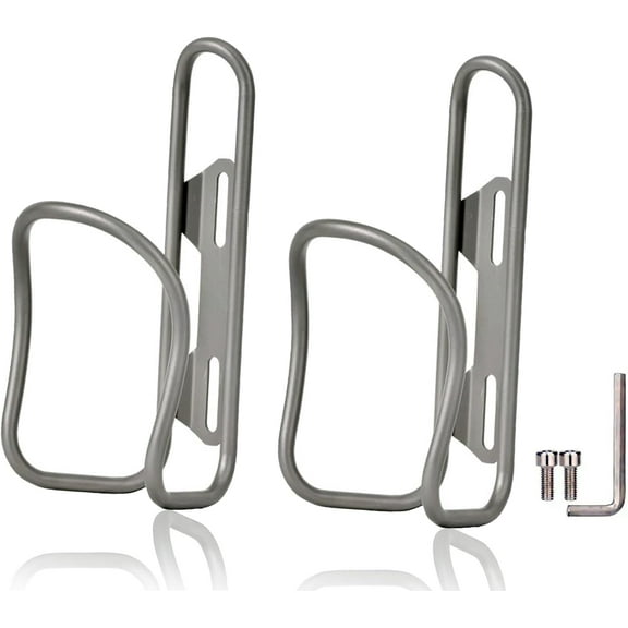 Titanium Bike Water Bottle Cages, 2-Pack, Lightweight and Durable Alloy Holder for MTB and Road Bicycles - Silver