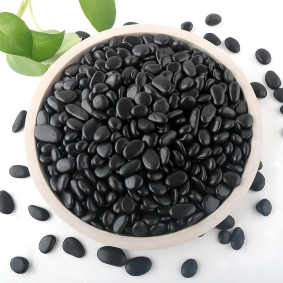 2b Back Rocks for Panters- 1/4" - 3/4" Poished Back Stones Smooth Fat Pebbes for Fish Tanks Decorative River Rocks for Vases Bonsai Pots Garden Stones for andscaping and Yards