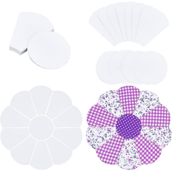 2bags 88 Pcs Flower Shape Paper Quilting Templates Handmade English Paper Piecing Trapezoid with Flat Round Patchwork Template for DIY Patchwork Sewing Crafts White DIY
