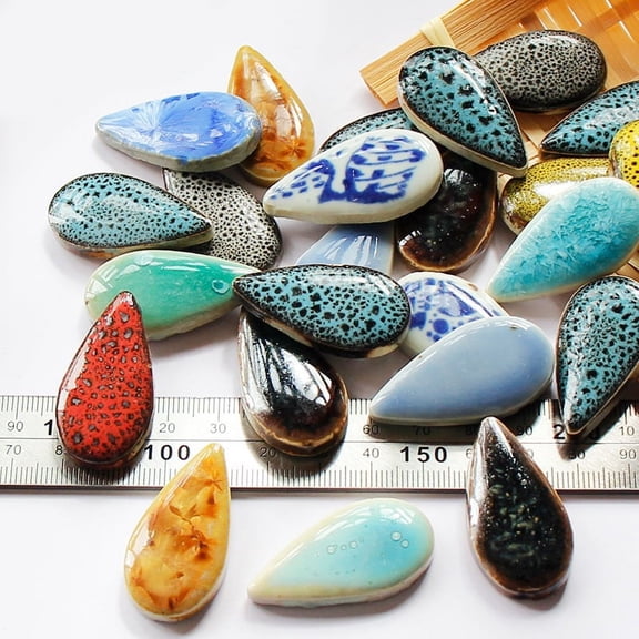2bags Porcelain Mosaic Tiles Irregular Shape Mosaic Tiles for DIY Mosaic Art Crafts Picture Frames Teardrop Mixed color 15~60x5mm about 100g/bag