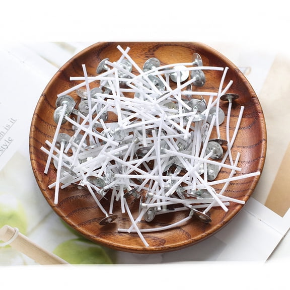 2bags Pre-Waxed Core Wicks with Metal Sustainer Tabs for Candle Making White 5cm