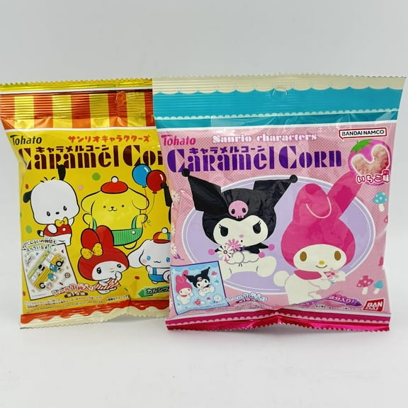 (2bags)Tohato x Sanrio Characters Caramel Corn Strawberry Flavor 18g (with Sticker)