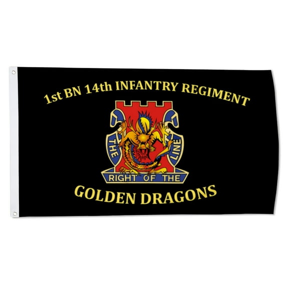 2but 14th IN. Flags 1st BN 14th infantry Regiment GOLDEN DRAGONS banner US Army Military Flags Polyester 3x5 FT Indoor Outdoor